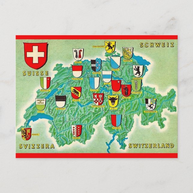 Schweiz Kart Postkort Vykort (Framsida)