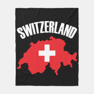Schweiz Karta Flagga Fleecefilt