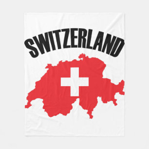 Schweiz Karta Flagga Fleecefilt