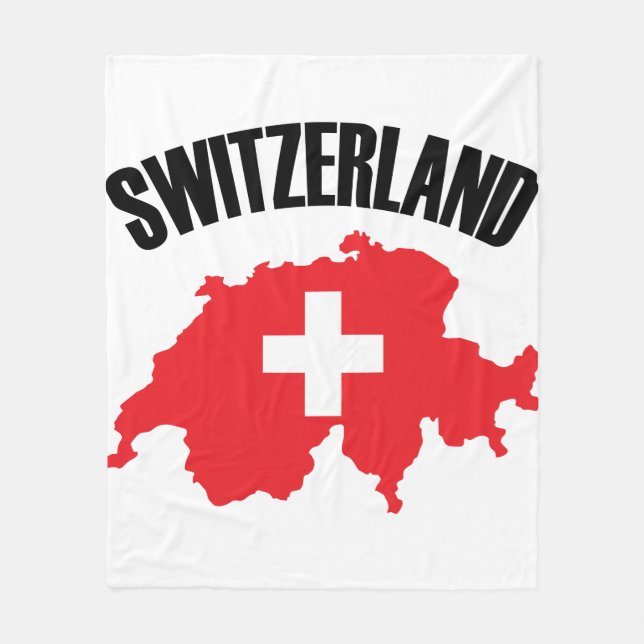 Schweiz Karta Flagga Fleecefilt (Framsidan)