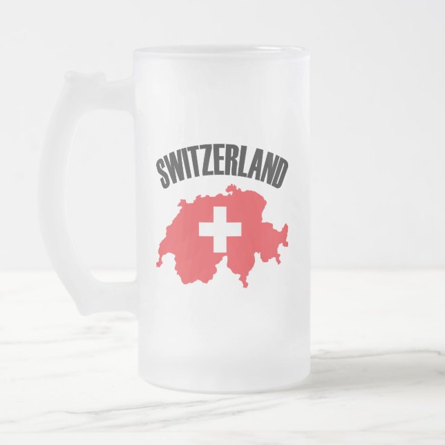 Schweiz Karta Flagga Frostat Ölglas (Vänster)