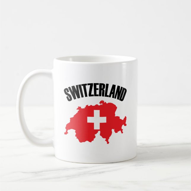 Schweiz Karta Flagga Kaffemugg (Vänster)