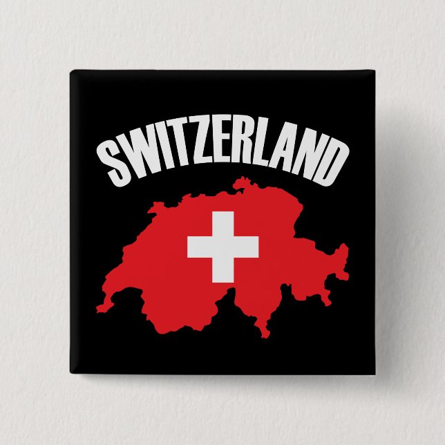 Schweiz Karta Flagga Knapp (Framsida)