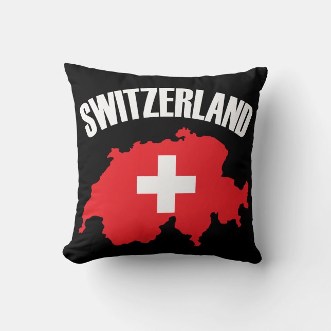 Schweiz Karta Flagga Kudde (Framsida)