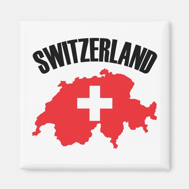 Schweiz Karta Flagga Magnet (Framsidan)