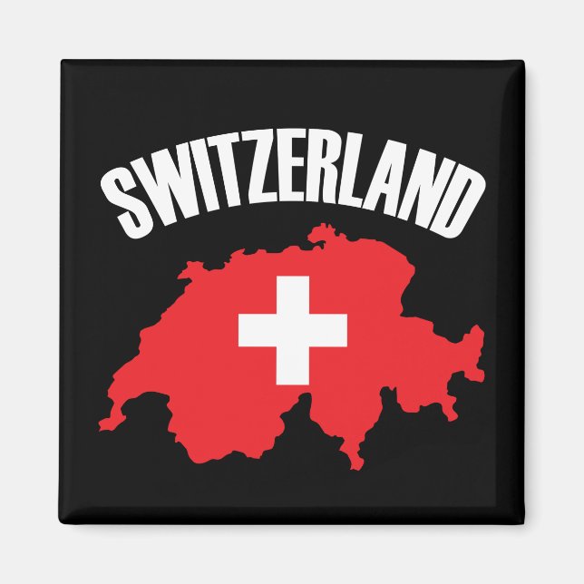 Schweiz Karta Flagga Magnet (Framsidan)