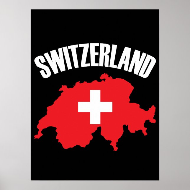 Schweiz Karta Flagga Poster (Framsidan)