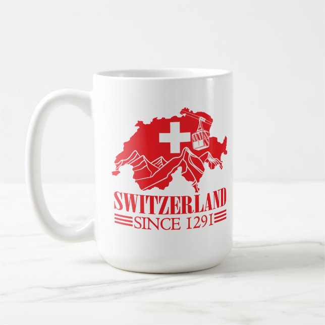 Schweiz Karta Flagga sedan 1291 Kaffemugg (Vänster)