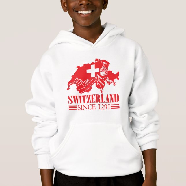Schweiz Karta Flagga sedan 1291 T Shirt (Framsida)