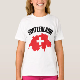 Schweiz Karta Flagga T Shirt