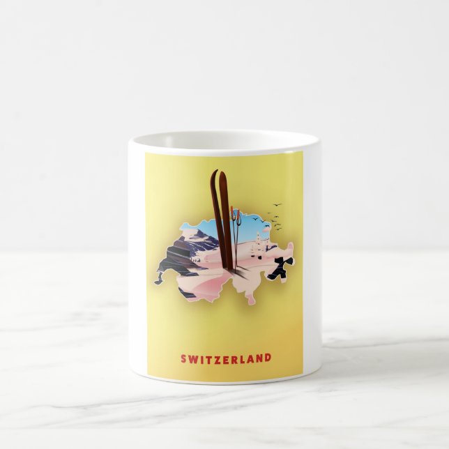 Schweiz karta Ski sport-reseaffisch Kaffemugg (Center)