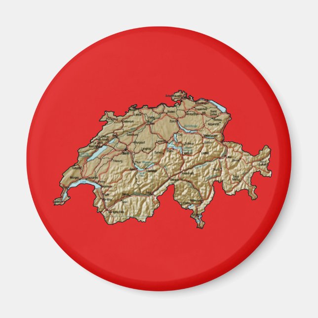 Schweiz Kartmagnet Magnet (Framsidan)