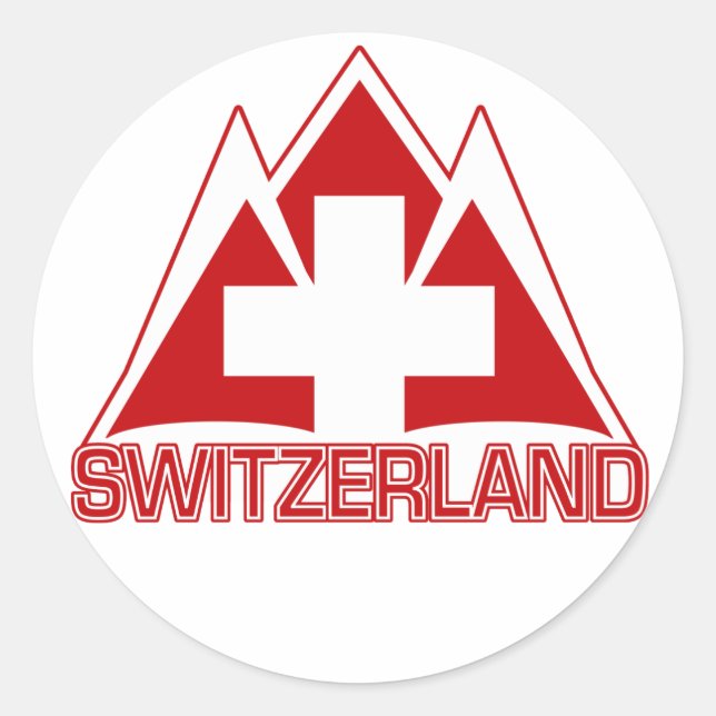 SCHWEIZ-klistermärken Runt Klistermärke (Framsida)