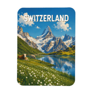 Schweiz Kor kor illustration resa konst retro Magnet
