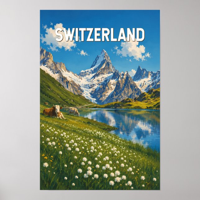 Schweiz Kor kor illustration resa konst retro Poster (Framsidan)