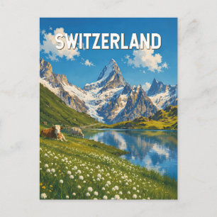 Schweiz Kor kor illustration Resa Konst Retro Vykort