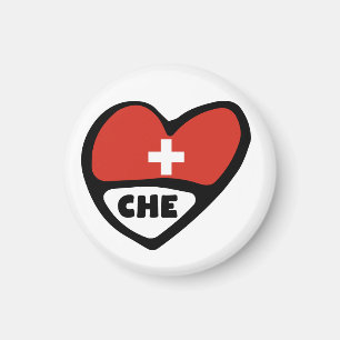 Schweiz Land Code Flagga Heart, CHE Magnet