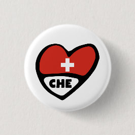 Schweiz Land Code Flagga Heart Pin Badge, CHE Knapp