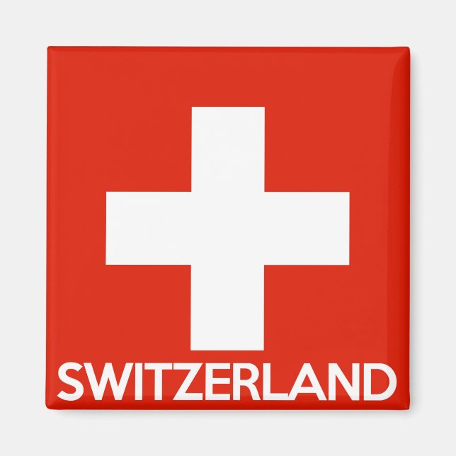 Schweiz land flagga-symbolen namn magnet (Framsidan)
