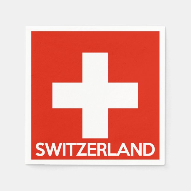 Schweiz land flagga-symbolen namn pappersservett (Framsidan)