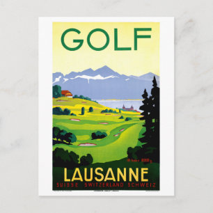 Schweiz Lausanne Golf Vintage resor Poster Vykort