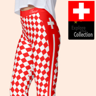 Schweiz legeringar, premie mode, Schweiz Flagga Leggings