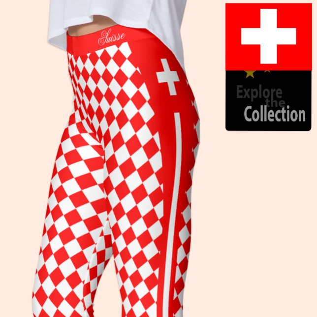 Schweiz legeringar, premie mode, Schweiz Flagga Leggings (Skapare uppladdad)