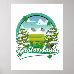 Schweiz logotyp för återresa poster