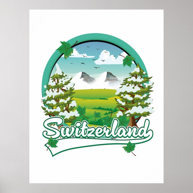 Schweiz logotyp för återresa poster (Framsidan)