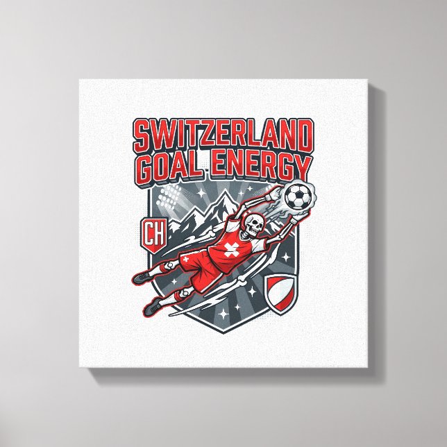 Schweiz Mål Energi Skelett Anfallare Nationer B Canvastryck (Framsida)