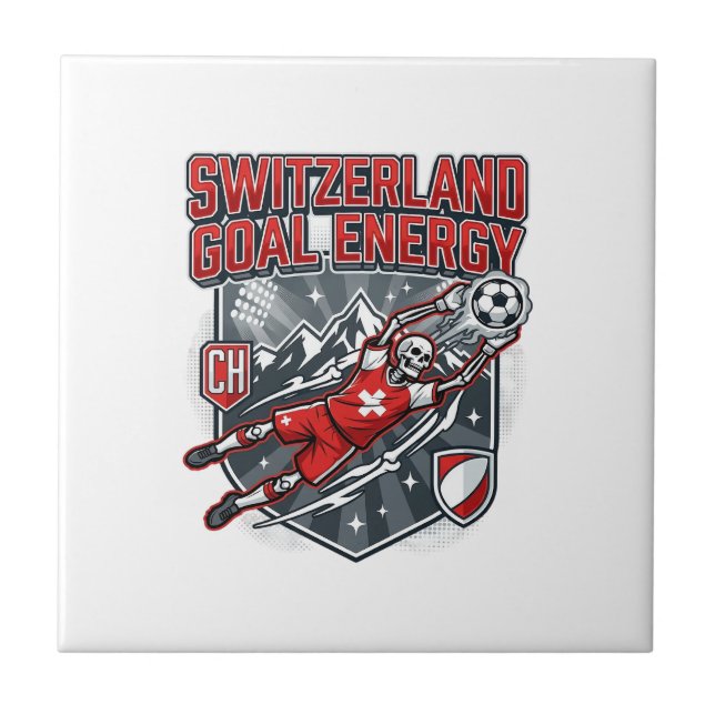 Schweiz Mål Energi Skelett Anfallare Nationer B Kakelplatta (Framsidan)