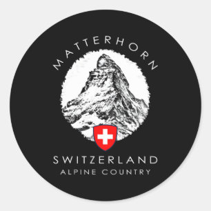 Schweiz Matterhorn Xo4U Original Runt Klistermärke