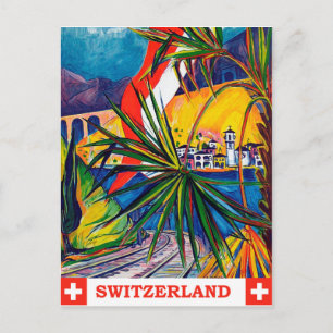 Schweiz med tåg, vintage resor vykort