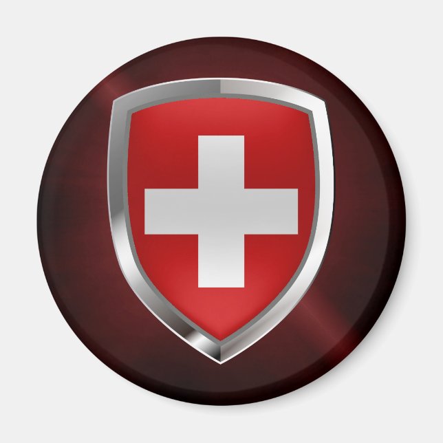 Schweiz Metallic Emblem Magnet (Framsidan)