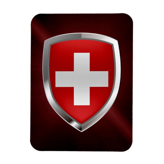 Schweiz Metallic Emblem Magnet (Vertikal)