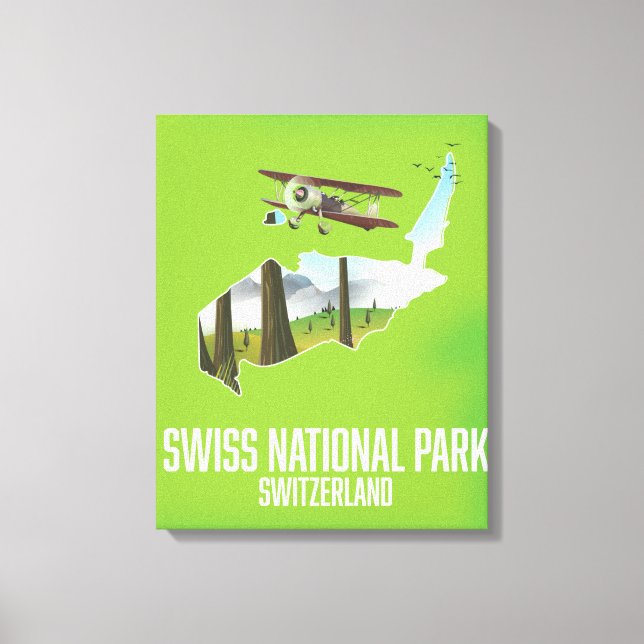 Schweiz nationalpark, Schweiz karta Canvastryck (Framsida)