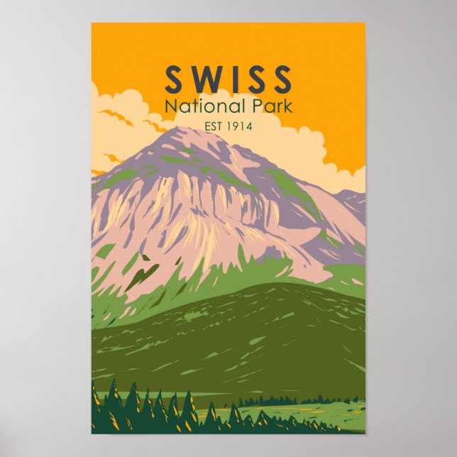 Schweiz nationalpark Schweiz Vintage Poster (Framsidan)