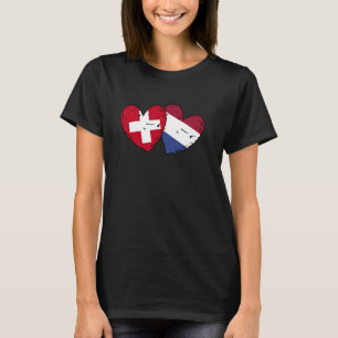 Schweiz Nederländerna Hjärtor Flagga Schweiz Neder T Shirt