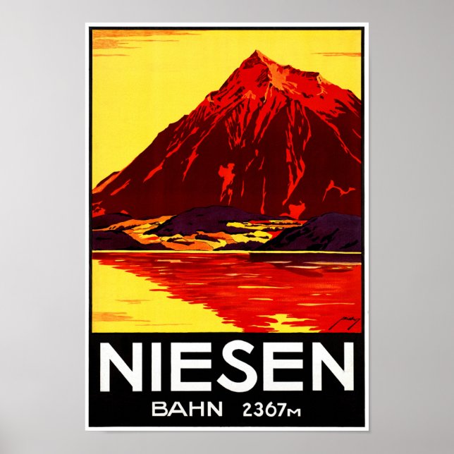 Schweiz Niesen Vintage resor Poster återställd (Framsidan)