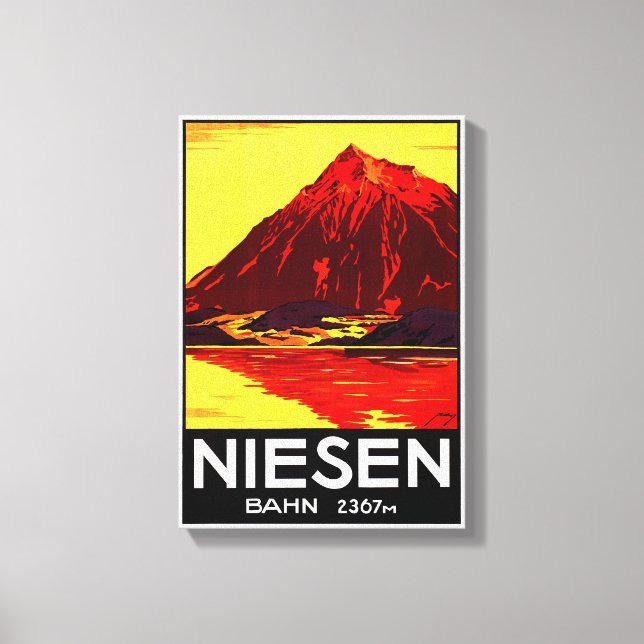 Schweiz Niesen Vintage resor Poster återställd Canvastryck (Framsida)