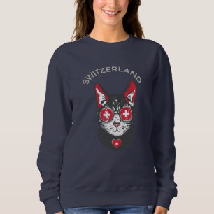 Schweiz Oceaner Cat Mascot Swiss Fläkt flagga T Shirt