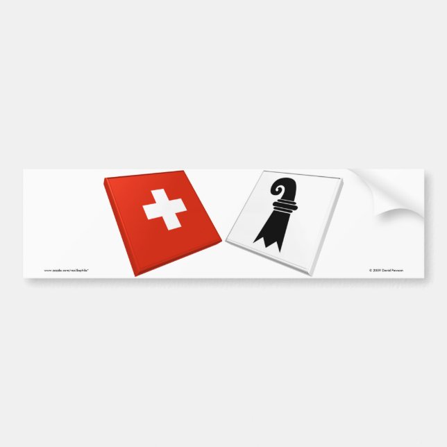 Schweiz och Basel-Stadt flaggor Bildekal (Framsidan)
