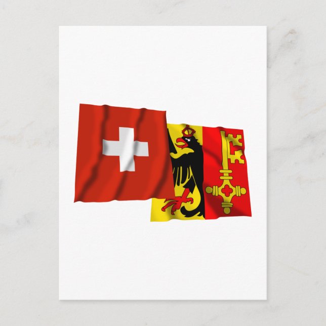 Schweiz och Genève Wave Flaggor Vykort (Framsida)