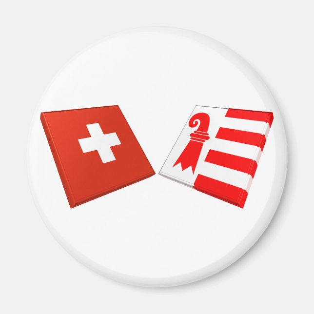 Schweiz och Jura Flaggor Magnet (Framsidan)