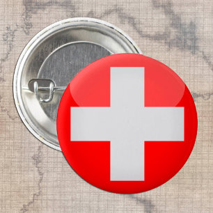 Schweiz och Schweiz Flagga Kor mode / Knappar