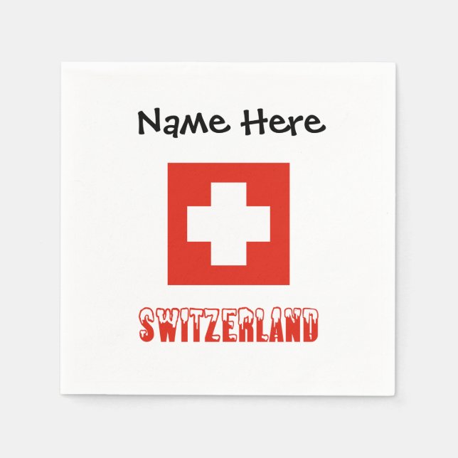 Schweiz och Schweiz Flagga med ditt namn Pappersservett (Framsidan)