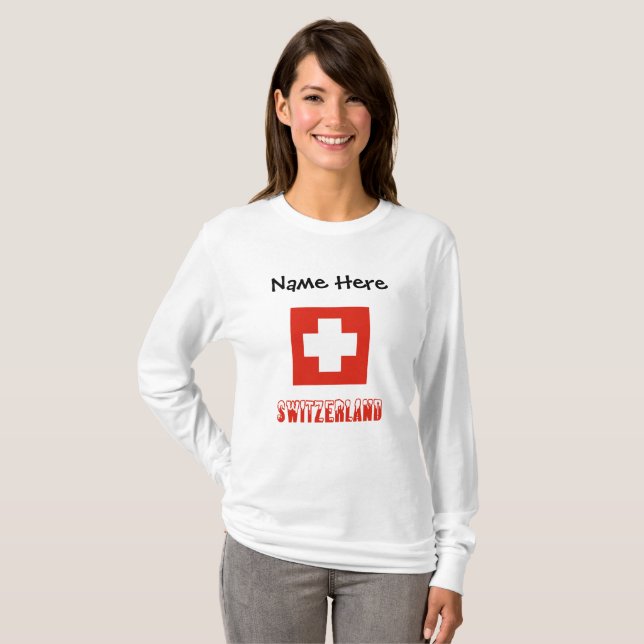 Schweiz och Schweiz Flagga Personlig Kvinnor T Shirt (Hel framsida)