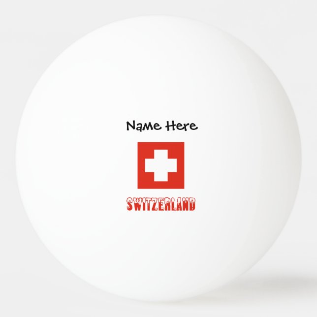 Schweiz och Schweiziska flaggan med ditt namn Pingisboll (Framsidan)