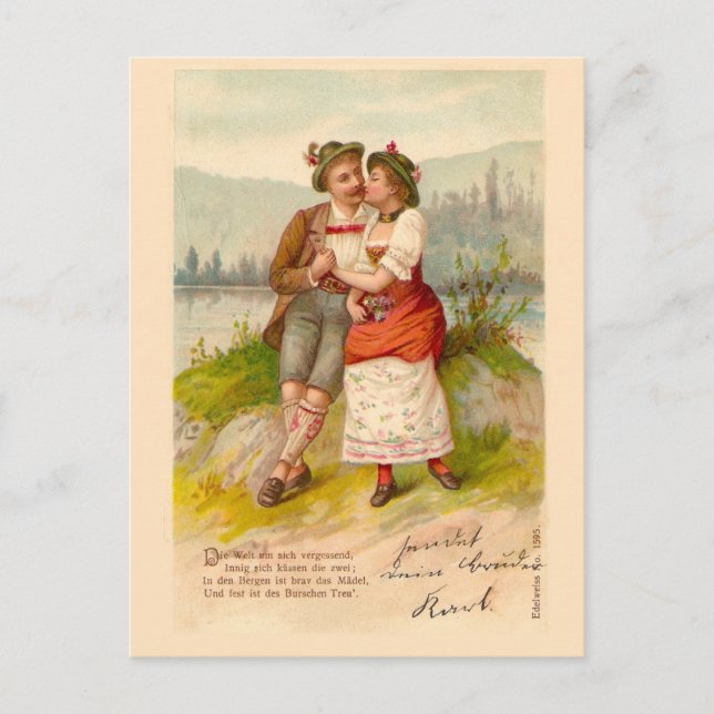 Schweiz par efter sjö 1912 vykort (Framsida)