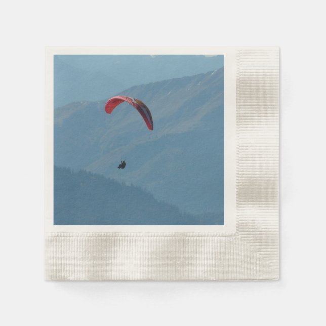 Schweiz Paraglider 🏔️ Äventyr Pappra Napkins Pappersservett (Framsidan)